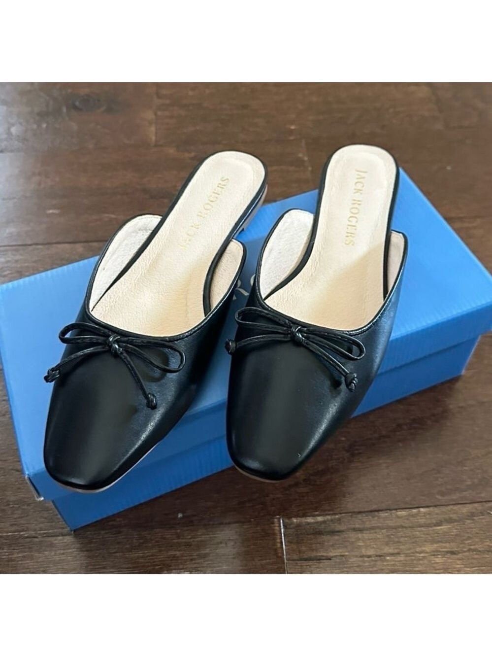 Jack Rogers- Ginny Flat Mule Sandals-size 8-Black-New - Picture 7 of 14